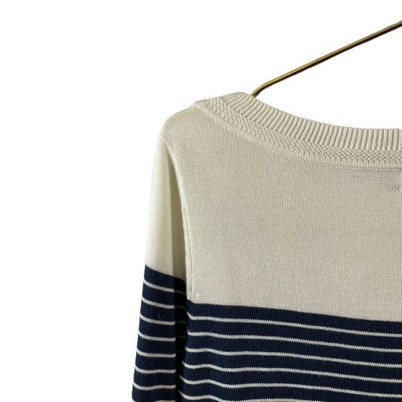 Caslon Blue White Striped Nautical Wool Blend Lightweight Sweater Size S NWT - Picture 7 of 10